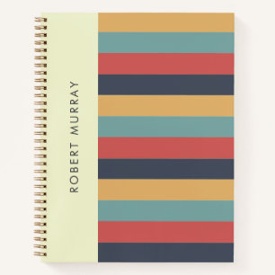 Retro Vintage Vibe Colour Block Stripes Notebook