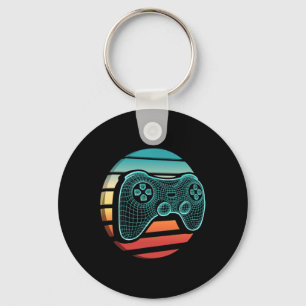 Retro Vintage Video Game Controller Gamer Sunset G Keychain