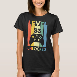 Retro Vintage Video Games Controller Level 33 Unlo T-Shirt