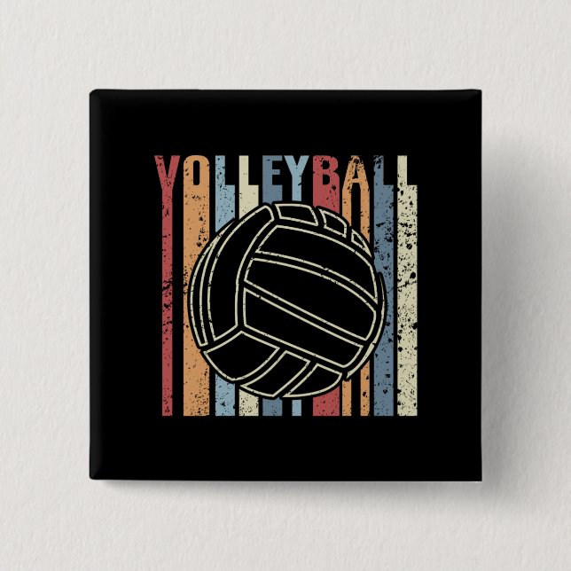 Retro Vintage Volleyball 2 Inch Square Button (Front)