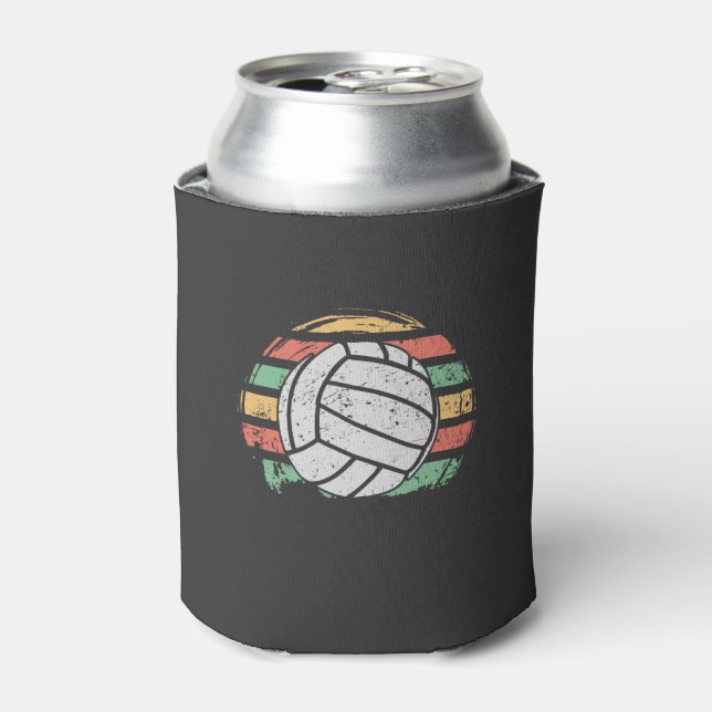 Retro Vintage Volleyball Can Cooler (Can Front)