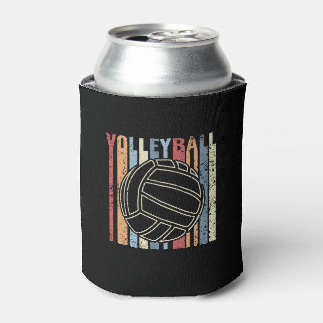 Retro Vintage Volleyball Can Cooler (Can Front)