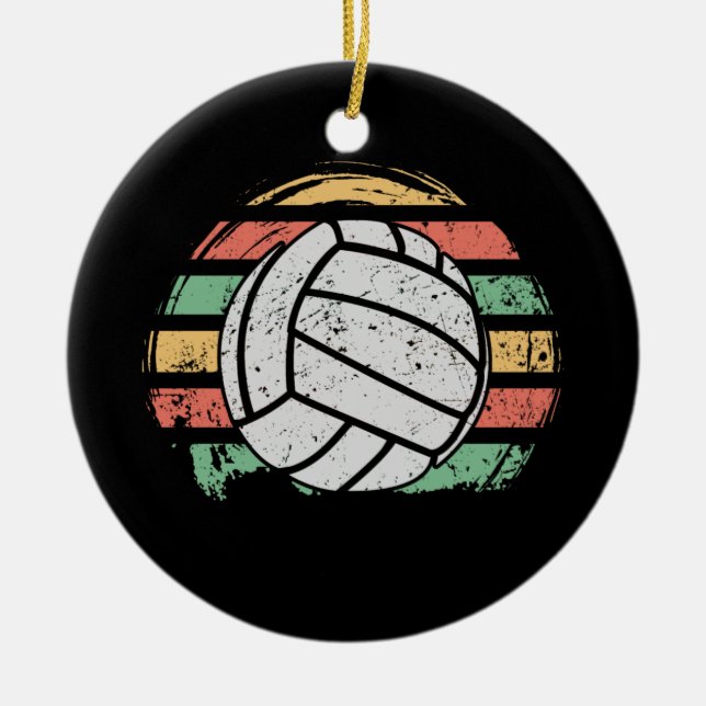Retro Vintage Volleyball Ceramic Ornament (Front)