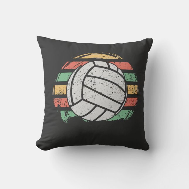 Retro Vintage Volleyball Throw Pillow (Front)