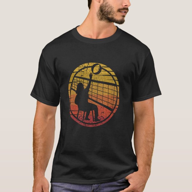 Retro Vintage Volleyballer Design Chair Volleyball T-Shirt (Front)