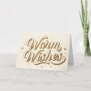 Retro Vintage Warm Wishes Christmas Holiday Card