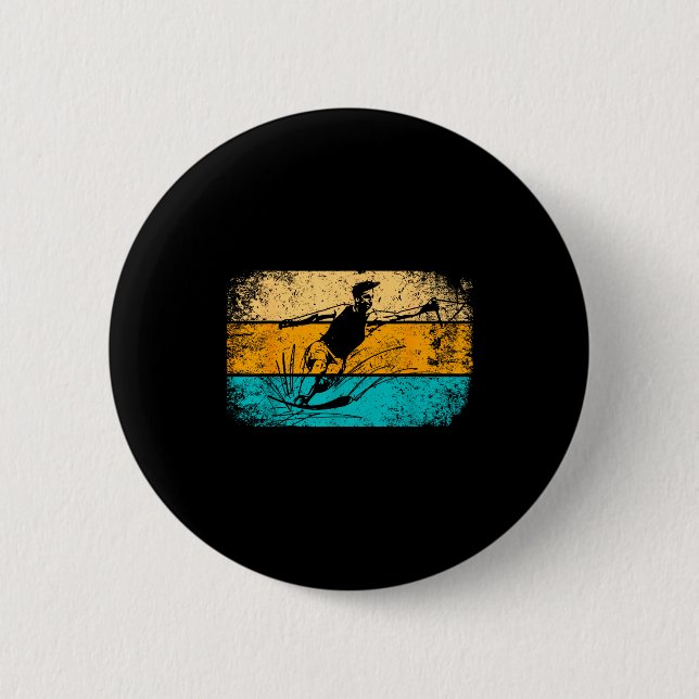 Retro vintage water ski  2 inch round button (Front)