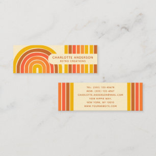 Retro Vintage Wave Abstract Trendy Name Mini Business Card