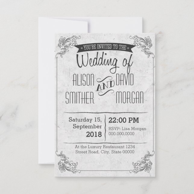 Rétro Vintage wedding invitation (Devant)