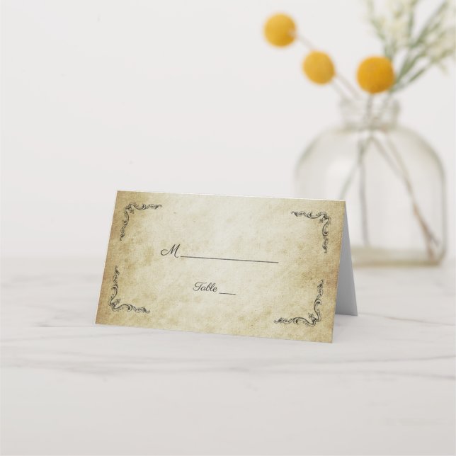 Retro vintage wedding place card (Front)