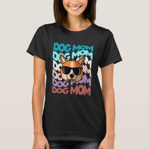 Retro Vintage Welsh Corgi Dog Mom Cool Sunglasses T-Shirt