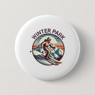 Retro Vintage Winter Park Colorado Ski Resort Wint 2 Inch Round Button