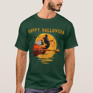 Retro Vintage Witch Happy Halloween Spooky Pumpkin T-Shirt