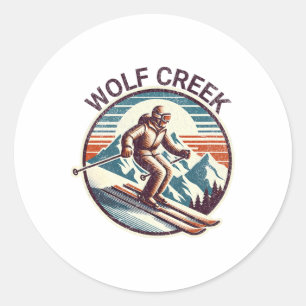 Retro Vintage Wolf Creek Colorado Ski Resort Winte Classic Round Sticker
