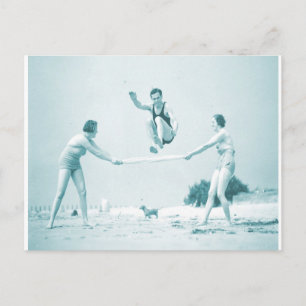 Retro Vintage Women at the Beach Bathing Postcard