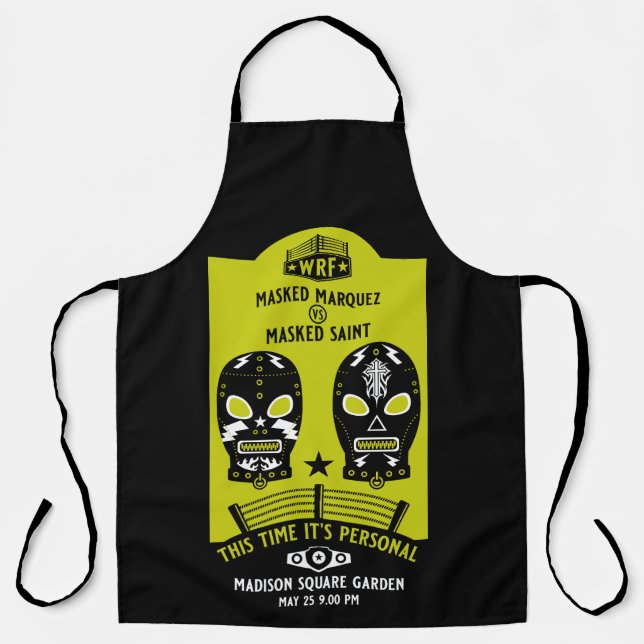 Retro Vintage Wrestling Poster Apron (Front)