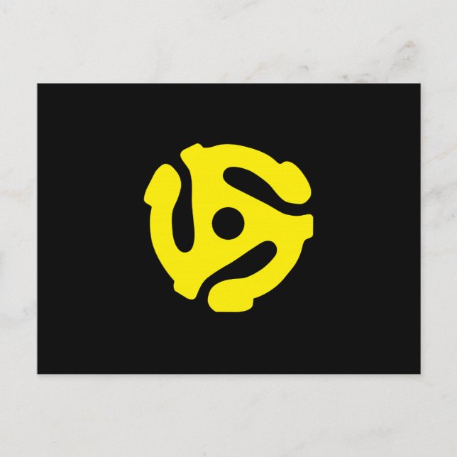 Retro Vintage Yellow 45 spacer DJ Postcard (Front)
