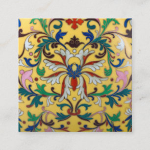 Retro Vintage Yellow Floral Minton Tile Botanical Enclosure Card