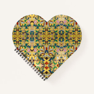 Retro Vintage Yellow Floral Minton Tile Botanical Notebook