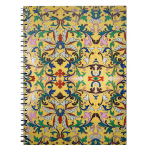 Retro Vintage Yellow Floral Minton Tile Botanical Notebook