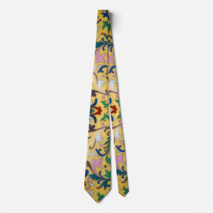 Retro Vintage Yellow Floral Minton Tile Botanical Tie