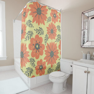 Retro Vintage Yellow Orange Black Floral