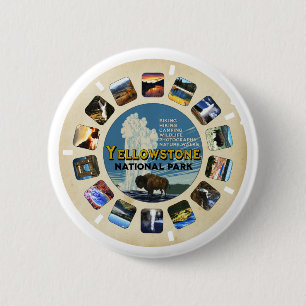Retro Vintage Yellowstone National Park Souvenir 2 Inch Round Button