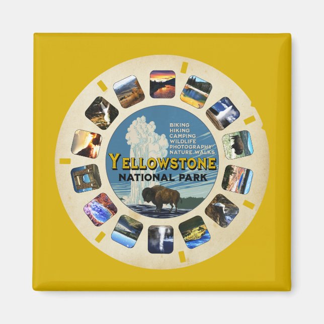 RETRO VINTAGE YELLOWSTONE NATIONAL PARK SOUVENIR MAGNET (Front)
