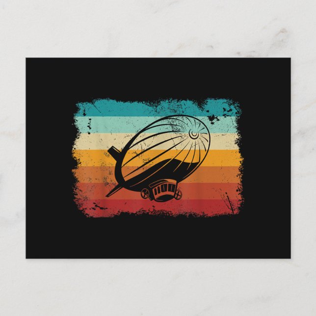 Retro Vintage Zeppelin Dirigible Airship Zepplin L Postcard (Front)