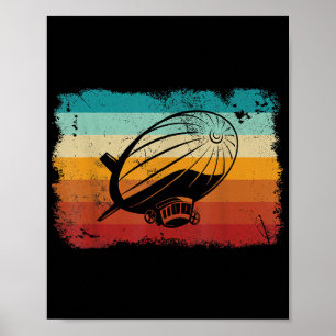 Retro Vintage Zeppelin Dirigible Airship Zepplin L Poster