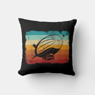 Retro Vintage Zeppelin Dirigible Airship Zepplin L Throw Pillow