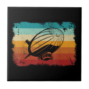 Retro Vintage Zeppelin Dirigible Airship Zepplin L Tile