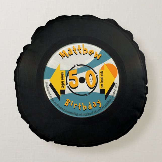 Retro Vinyl 50th Birthday personnalisé Coussin Nap (Devant)