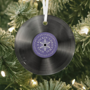 Retro Vinyl Album Vintage Record Christmas   Glass Ornament