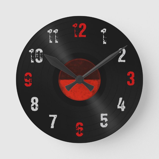 Retro Vinyl Record Album Round Clock (Front)