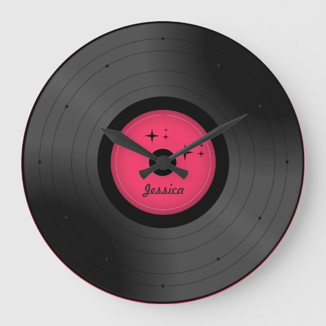 Retro Vinyl Record All Colours Personalized Clock (Front)