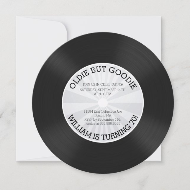 Retro Vinyl Record Anniversaire Fête Invitation (Devant)