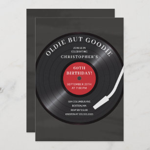 Retro Vinyl Record Birthday Party Invitation