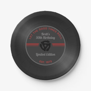 Retro Vinyl Record Birthday Party Paper Plates – 4