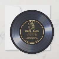 Retro Vinyl Record Black Wedding Save the Date Inv
