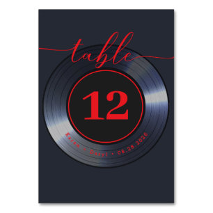 Retro Vinyl Record Black Wedding  Table Number