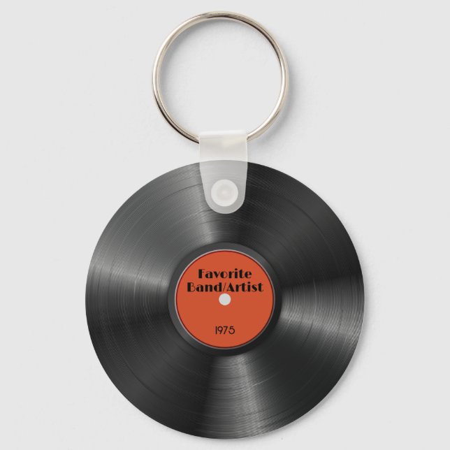 Retro Vinyl Record Custom Favourite Band Artist Keychain (Front)