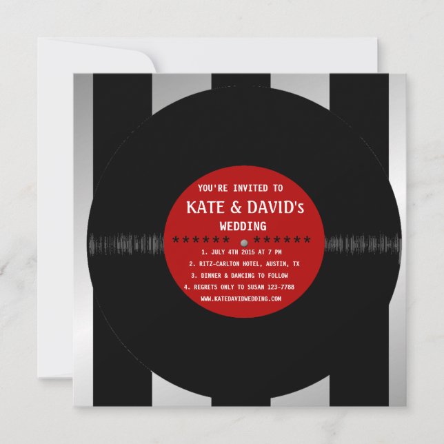 Retro Vinyl Record l Modern Wedding Invitation (Front)