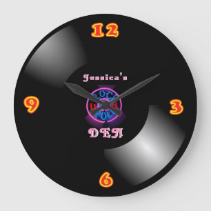 Retro Vinyl Record LP Imprimer Horloge Neon Bar De