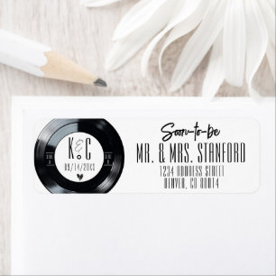 Retro Vinyl Record Mariage de musique noir et blan