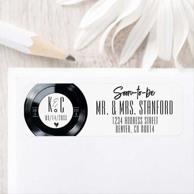Retro Vinyl Record Mariage de musique noir et blan (En situation)