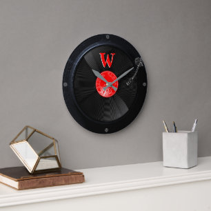 Retro Vinyl Record Monogram Custom Wall Clock