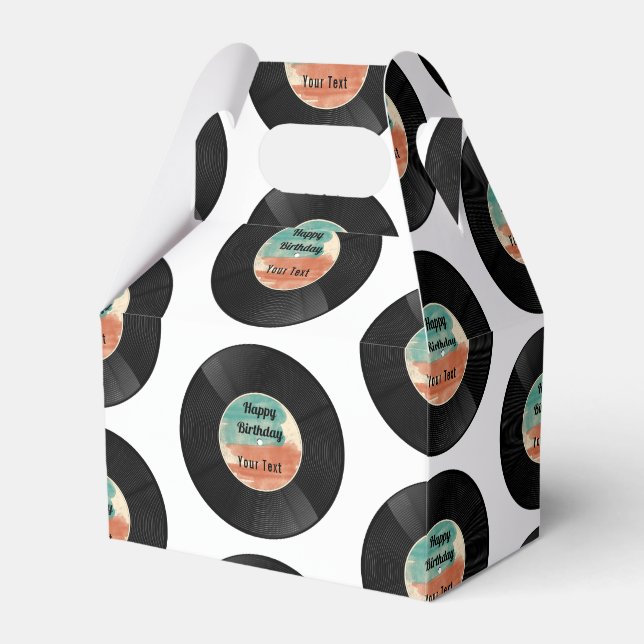 Retro Vinyl Record Music Birthday Party   Favor Box (Front Side)