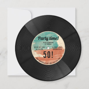 Retro Vinyl Record Music Birthday Party Invitation