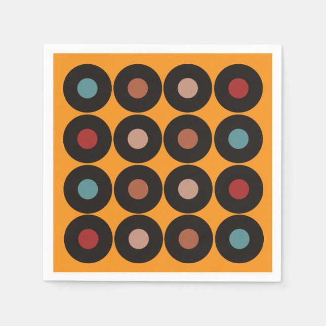 Retro Vinyl Record Music Birthday Party Napkin (Front)